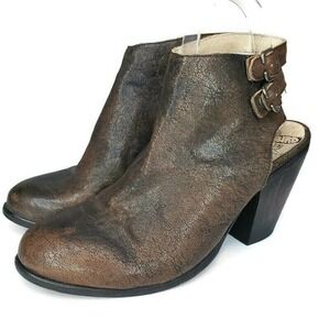 Freebird By Steven Smoke Size 8 Leather Booties Brown Slingback Heel Sandals
